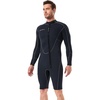 image:imageSeaskin Long Sleeve Shorty Wetsuit for Mens 3mm Neoprene Front Zipper Diving SuitsBlack
