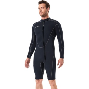 image:imageSeaskin Long Sleeve Shorty Wetsuit for Mens 3mm Neoprene Front Zipper Diving SuitsBlack