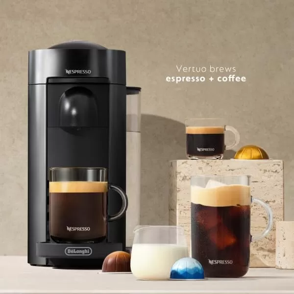 De'Longhi Nespresso VertuoPlus Coffee and Espresso Machine by De'Longhi, 38 ounces, Matte Black