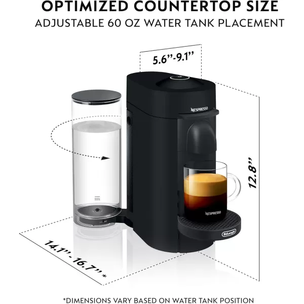 De'Longhi Nespresso VertuoPlus Coffee and Espresso Machine by De'Longhi, 38 ounces, Matte Black