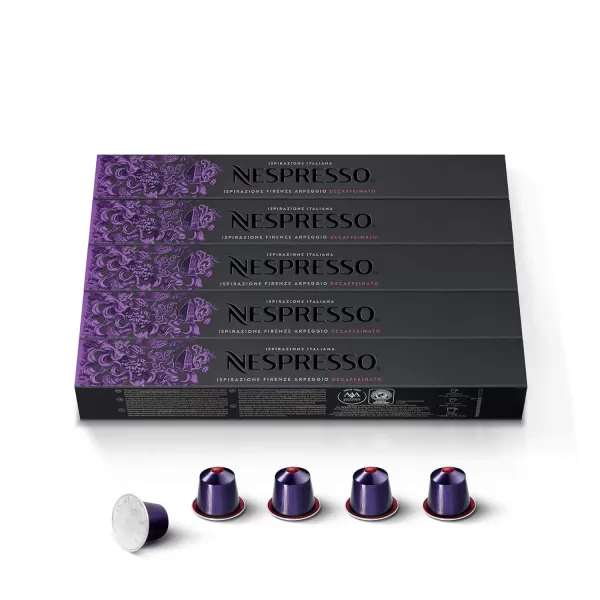 Nespresso Capsules OriginalLine Arpeggio Decaffeinato, Dark Roast Coffee, Coffee Pods, Brews, Dark Roast Espresso, 10 Count 