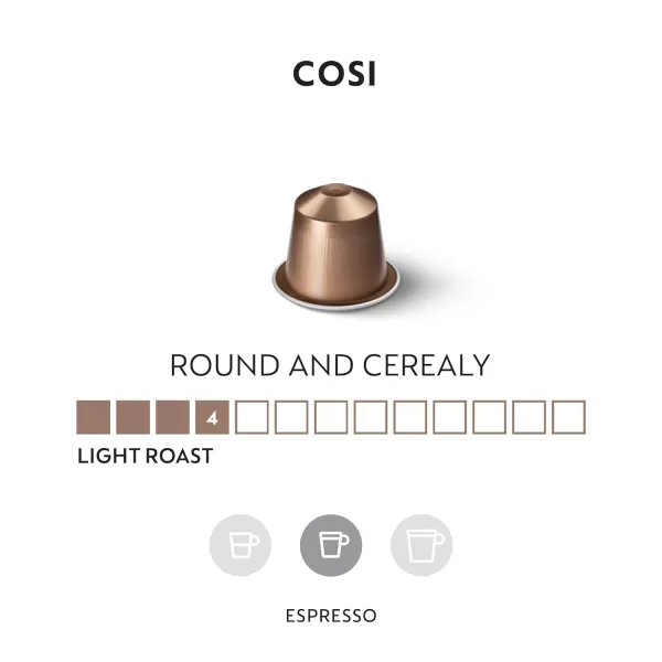 Nespresso Capsules OriginalLine, Cosi, Mild Roast Espresso Coffee, 50 Count Coffee Pods, Brews 1.35oz 