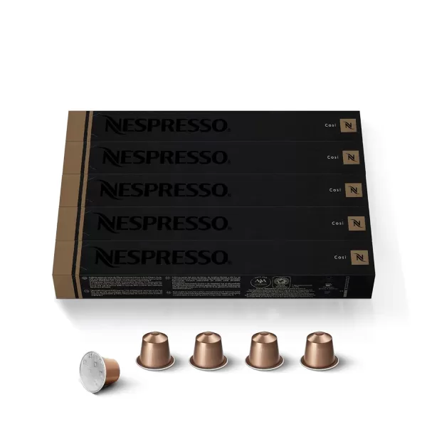 Nespresso Capsules OriginalLine, Cosi, Mild Roast Espresso Coffee, 50 Count Coffee Pods, Brews 1.35oz 