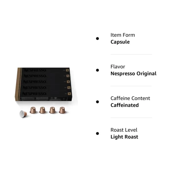 Nespresso Capsules OriginalLine, Cosi, Mild Roast Espresso Coffee, 50 Count Coffee Pods, Brews 1.35oz 