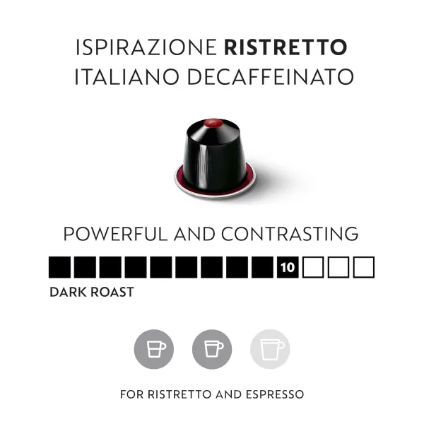 Nespresso Capsules OriginalLine, Ristretto Decaffeinato, Dark Roast Coffee, 50 Count Coffee Pods, Brews 0.85 Ounce , 10 Count 