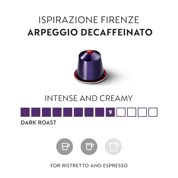 Nespresso Capsules OriginalLine, Ristretto Decaffeinato, Dark Roast Coffee, 50 Count Coffee Pods, Brews 0.85 Ounce , 10 Count 