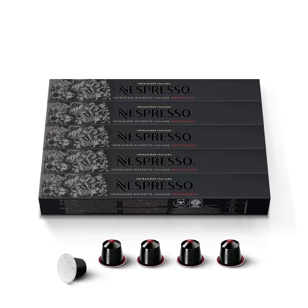 Nespresso Capsules OriginalLine, Ristretto Decaffeinato, Dark Roast Coffee, 50 Count Coffee Pods, Brews 0.85 Ounce , 10 Count 