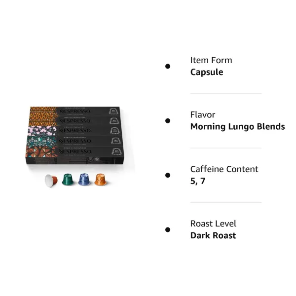 Nespresso Capsules OriginalLine, Vienna Linizio Lungo, Mild Roast Coffee, 50 Count Coffee Pods, Brews 3.7 Ounce 