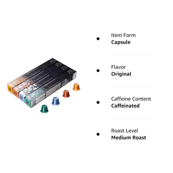 Nespresso Capsules OriginalLine, Vienna Linizio Lungo, Mild Roast Coffee, 50 Count Coffee Pods, Brews 3.7 Ounce 
