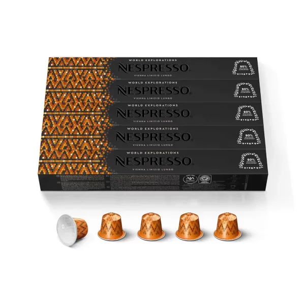 Nespresso Capsules OriginalLine, Vienna Linizio Lungo, Mild Roast Coffee, 50 Count Coffee Pods, Brews 3.7 Ounce 