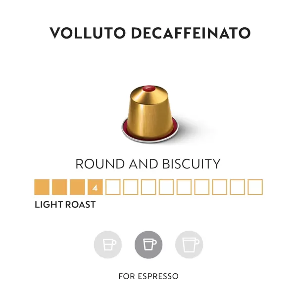 Nespresso Capsules OriginalLine, Volluto Decaffeinato Mild Roast Coffee, 50 Count Coffee Pods, Brews 1.35 Ounce