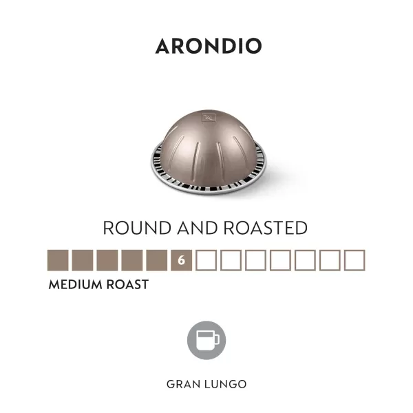 Nespresso Capsules Vertuo, Arondio Gran Lungo Americano, Medium Roast Coffee, 30-Count Coffee Pods, Brews 5oz