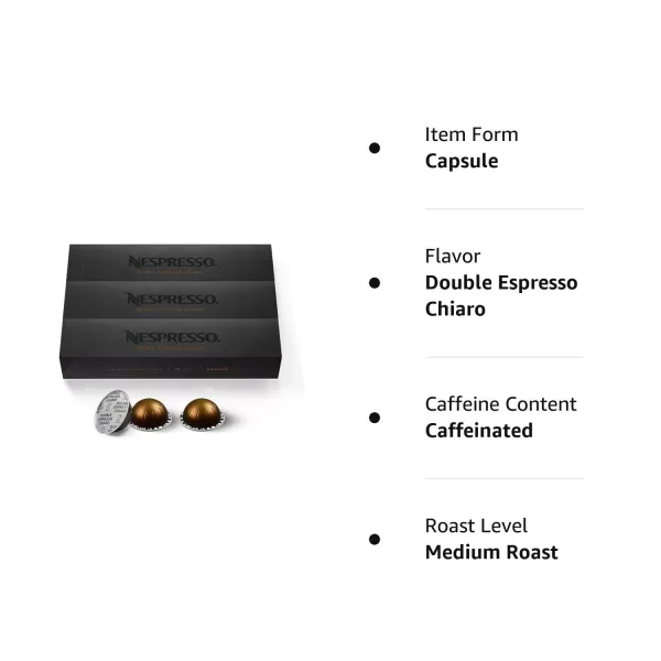 Nespresso Capsules Vertuo, Double Espresso Scuro, Dark Roast Espresso Coffee, 40-Count Coffee Pods, Brews 2.7oz