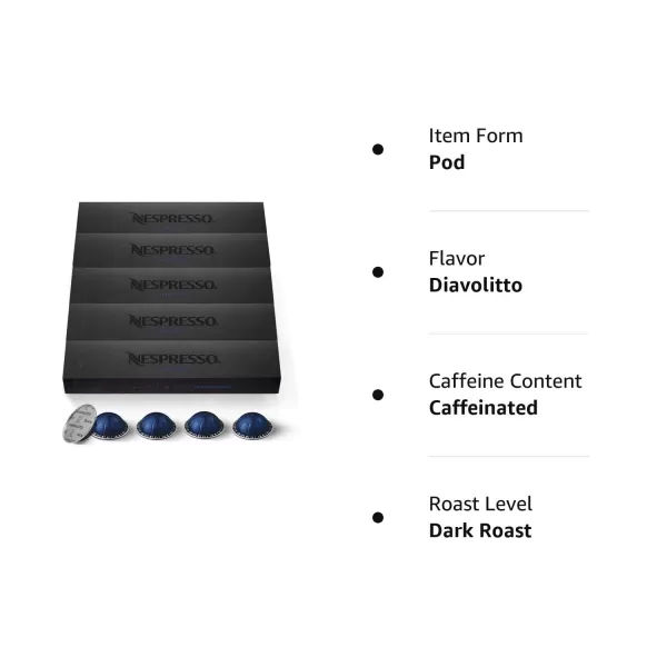Nespresso Capsules Vertuo, Double Espresso Scuro, Dark Roast Espresso Coffee, 40-Count Coffee Pods, Brews 2.7oz
