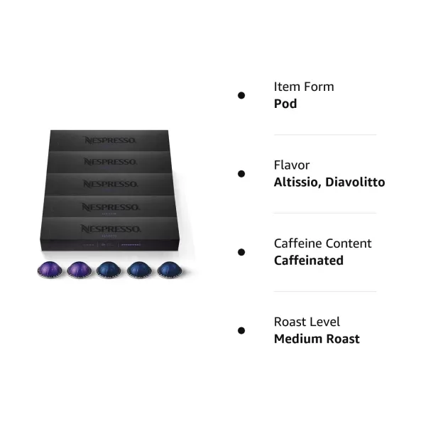 Nespresso Capsules Vertuo, Double Espresso Scuro, Dark Roast Espresso Coffee, 40-Count Coffee Pods, Brews 2.7oz