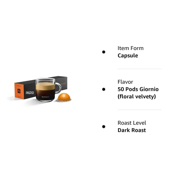 Nespresso Capsules Vertuo, Double Espresso Scuro, Dark Roast Espresso Coffee, 40-Count Coffee Pods, Brews 2.7oz)