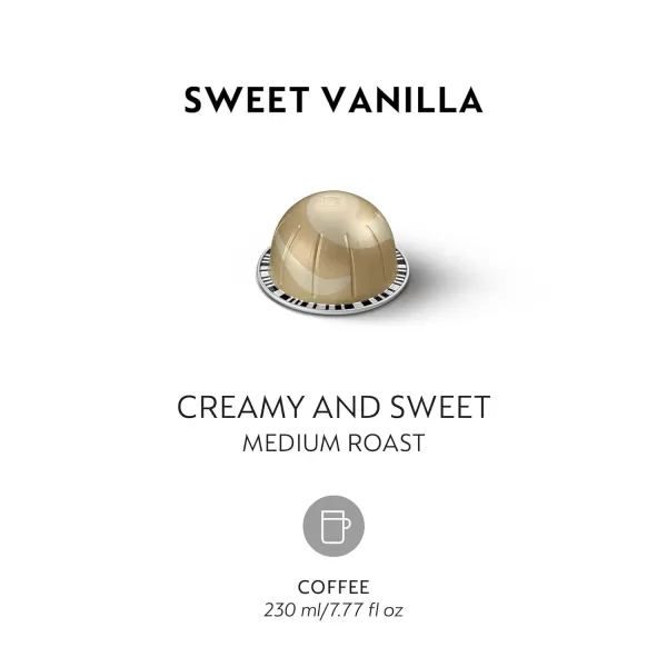 Nespresso Capsules Vertuo, Sweet Vanilla, Medium Roast Coffee, 30 Count Coffee Pods