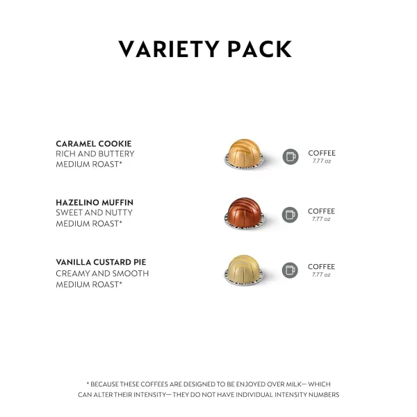 Nespresso Capsules Vertuo, Sweet Vanilla, Medium Roast Coffee, 30 Count Coffee Pods