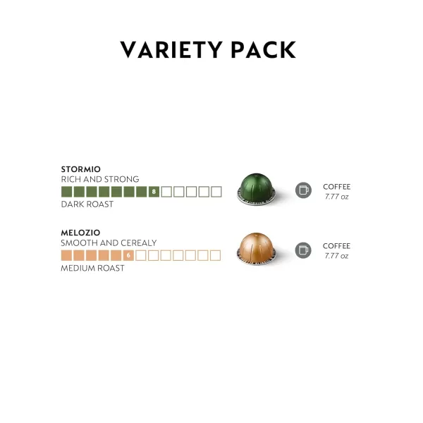 Nespresso Capsules VertuoLine, Best Seller Variety Pack, Medium and Dark Roast Coffee, 30 Count Coffee Pods, Brews 7.8 oz