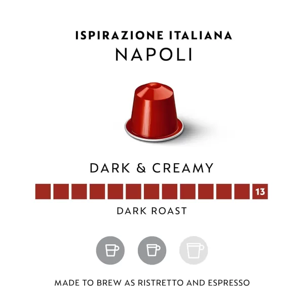 Nespresso Cpasules OriginalLine, Napoli and Venezia, Medium and Dark Roast Espresso Coffee 50 Count Espresso Coffee Pods, Brews 1.35oz