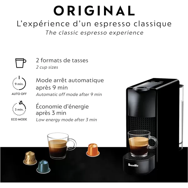 Nespresso Essenza Mini Espresso Machine by Breville,0.6 Liters, Piano Black, 15.25 x 5.5 x 12.25 in