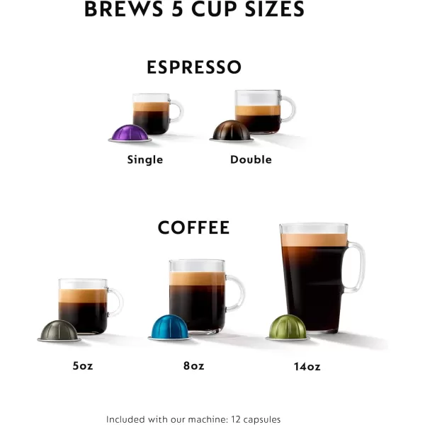Nespresso Vertuo Coffee and Espresso Machine by De'Longhi with Milk Frother, Silver