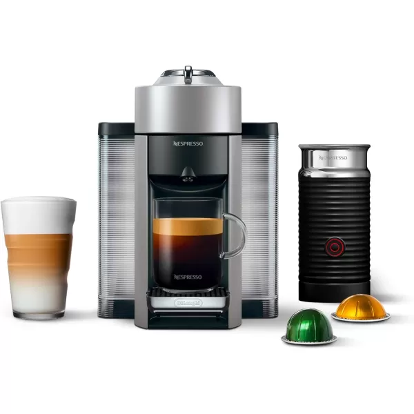 Nespresso Vertuo Coffee and Espresso Machine by De'Longhi with Milk Frother, Silver