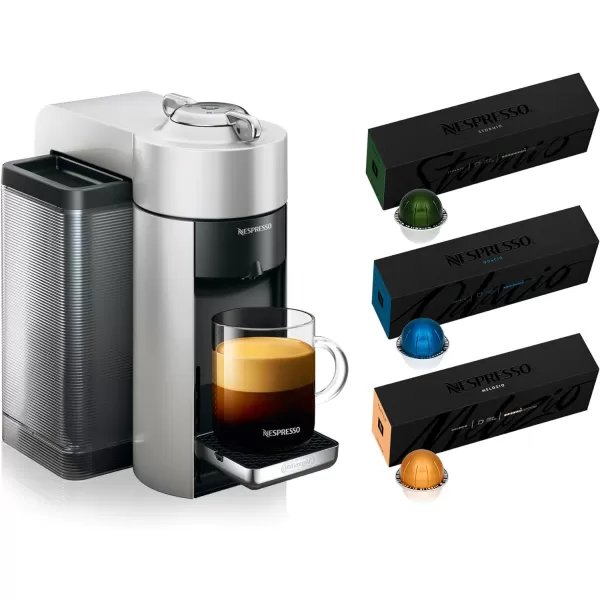 Nespresso Vertuo Coffee and Espresso Machine by De'Longhi with Milk Frother, Silver