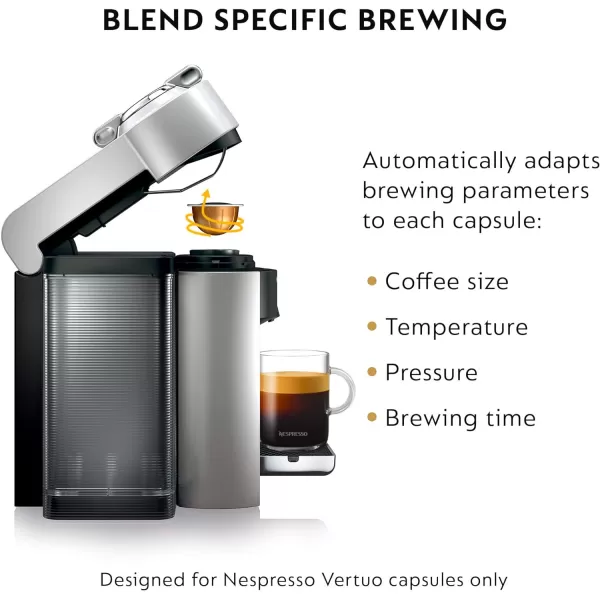 Nespresso Vertuo Coffee and Espresso Machine by De'Longhi with Milk Frother, Silver