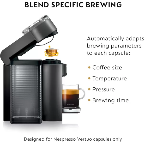 Nespresso Vertuo Coffee and Espresso Machine by De'Longhi with Milk Frother, Silver