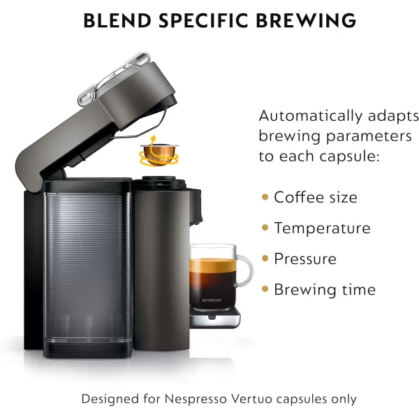 Nespresso Vertuo Coffee and Espresso Machine by De'Longhi with Milk Frother, Silver
