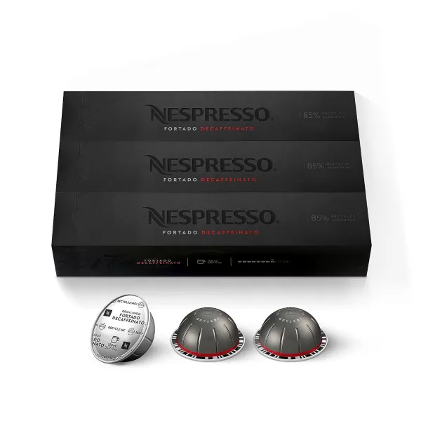 Nespresso Vertuo Fortado Decaffeinato, Gran Lungo, 40 Count Coffee Capsules