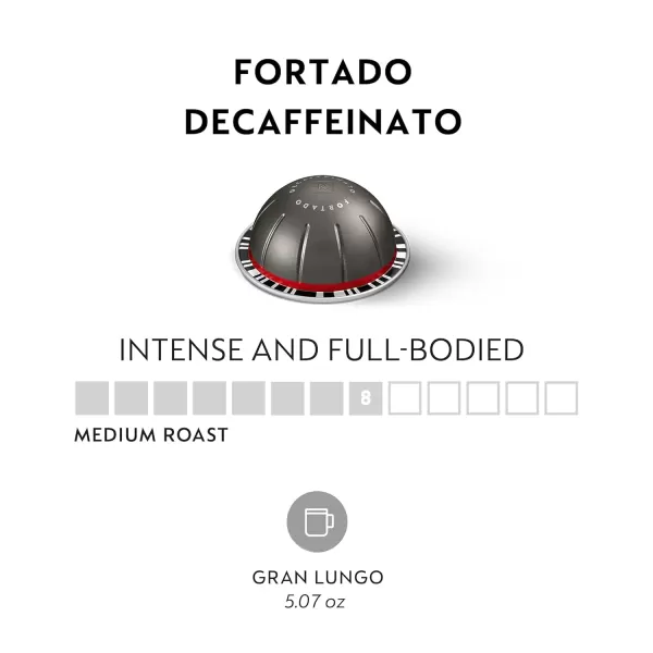 Nespresso Vertuo Fortado Decaffeinato, Gran Lungo, 40 Count Coffee Capsules