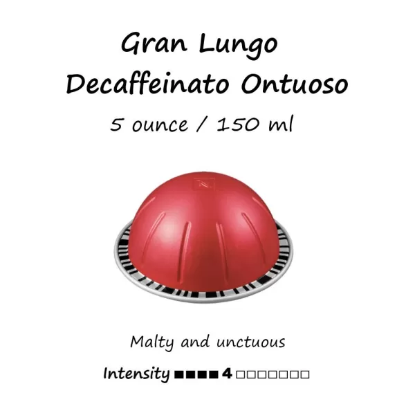 Nespresso Vertuo Fortado Decaffeinato, Gran Lungo, 40 Count Coffee Capsules