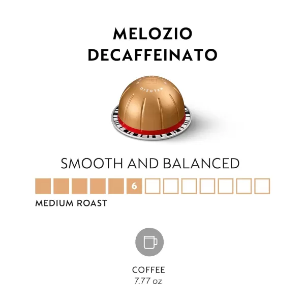 Nespresso Vertuo Melozio Decaffeinato, Medium Roast Espresso, 40 Count Coffee Capsules