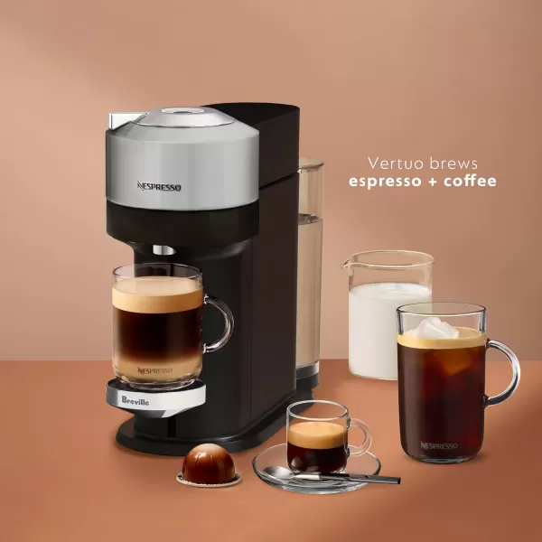 Nespresso Vertuo Next Deluxe Coffee and Espresso Maker, Pure Chrome with Aeroccino Milk Frother,1.1 liter, Black,Dark Chrome