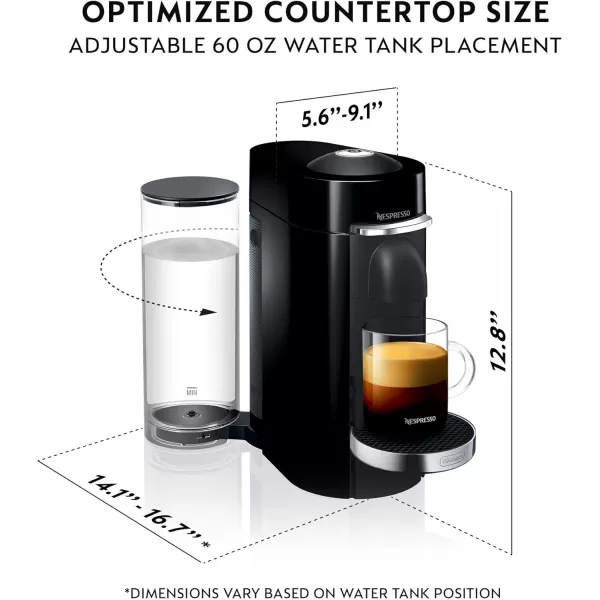 Nespresso Vertuo Plus Coffee and Espresso Maker by De'Longhi, 60 ounces, Titan,Grey