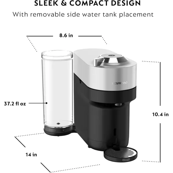 Nespresso Vertuo Pop+ Deluxe Coffee and Espresso Machine by De'Longhi, Silver