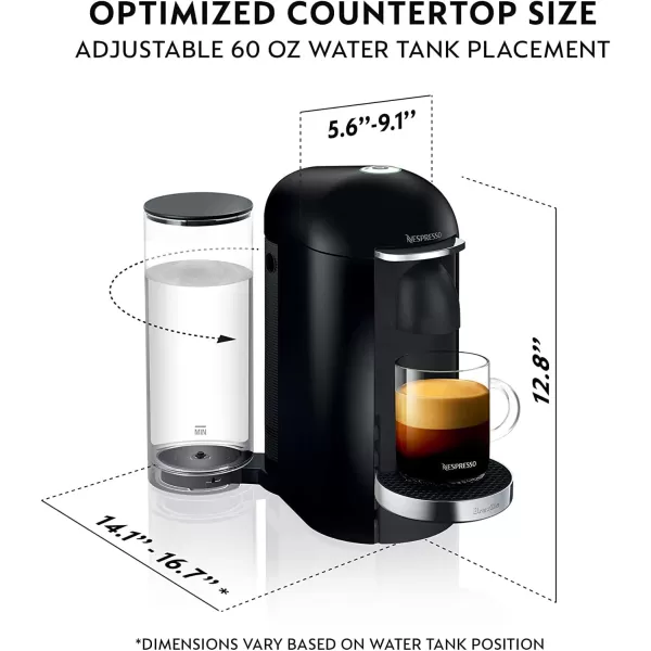 Nespresso VertuoPlus Coffee and Espresso Machine by Breville with Milk Frother,60 Fluid Ounces, Ink Black