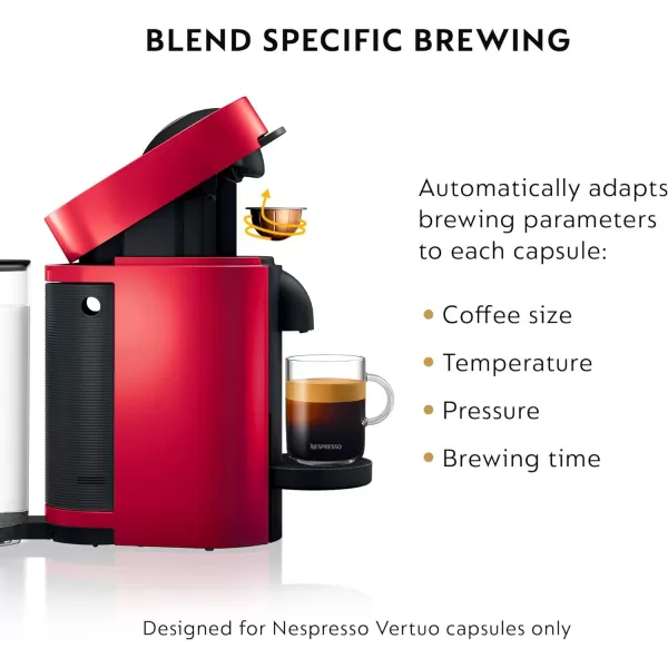 Nespresso VertuoPlus Coffee and Espresso Machine by De'Longhi with Aeroccino Milk Frother,Cherry Red