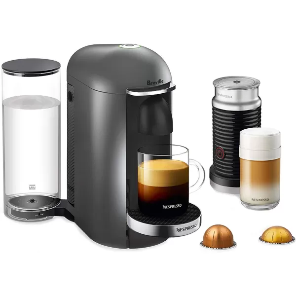 Nespresso VertuoPlus Deluxe Coffee and Espresso Machine by Breville with Milk Frother, Titan