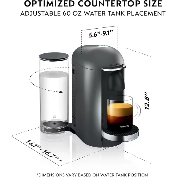 Nespresso VertuoPlus Deluxe Coffee and Espresso Machine by Breville with Milk Frother, Titan