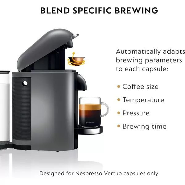 Nespresso VertuoPlus Deluxe Coffee and Espresso Machine by Breville with Milk Frother, Titan