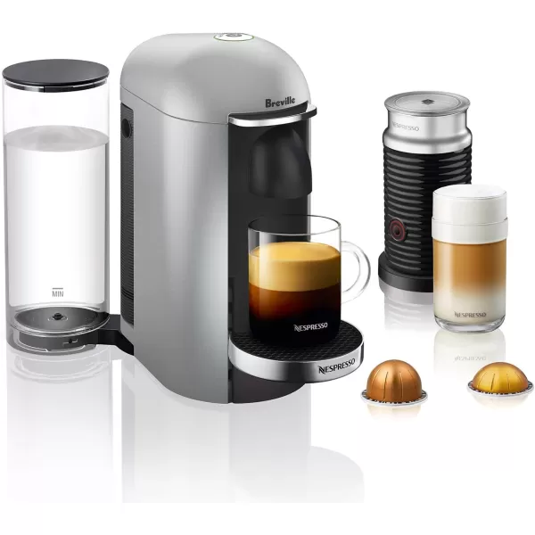 Nespresso VertuoPlus Deluxe Coffee and Espresso Machine by Breville with Milk Frother, Titan