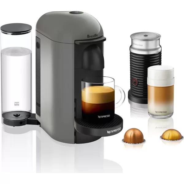 Nespresso VertuoPlus Deluxe Coffee and Espresso Machine by Breville with Milk Frother, Titan