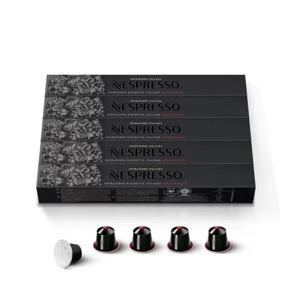 Nespresso Capsules OriginalLine Arpeggio Decaffeinato, Dark Roast Coffee, Coffee Pods, Brews, Dark Roast Espresso, 10 Count 