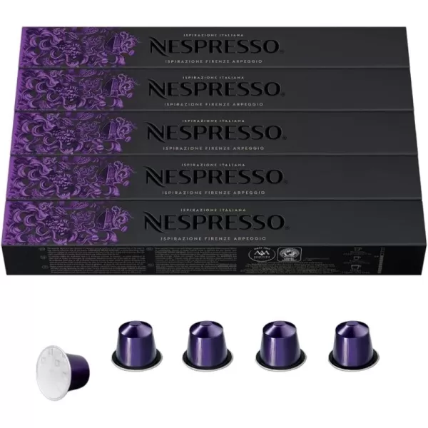 Nespresso Capsules OriginalLine, Roma Intenso, Medium Roast Coffee, 50 Count Coffee Pods, Brews 1.35oz 