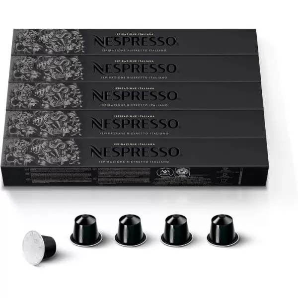 Nespresso Capsules OriginalLine, Roma Intenso, Medium Roast Coffee, 50 Count Coffee Pods, Brews 1.35oz 