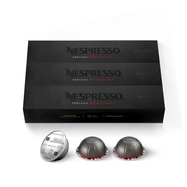 Nespresso Vertuo Fortado Decaffeinato, Gran Lungo, 40 Count Coffee Capsules