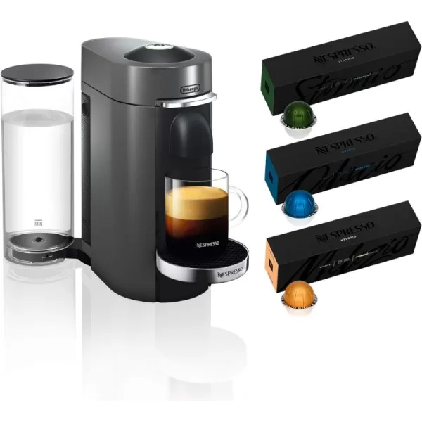 Nespresso Vertuo Plus Coffee and Espresso Maker by De'Longhi, 60 ounces, Titan,Grey